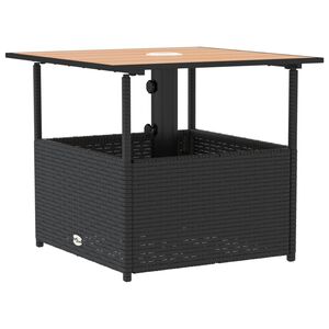 vidaXL havebord med parasolhul 55x55x46,5 cm polyrattan sort