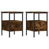 vidaXL sengeborde 2 stk. 34x36x50 cm konstrueret tr&aelig; r&oslash;get egetr&aelig;