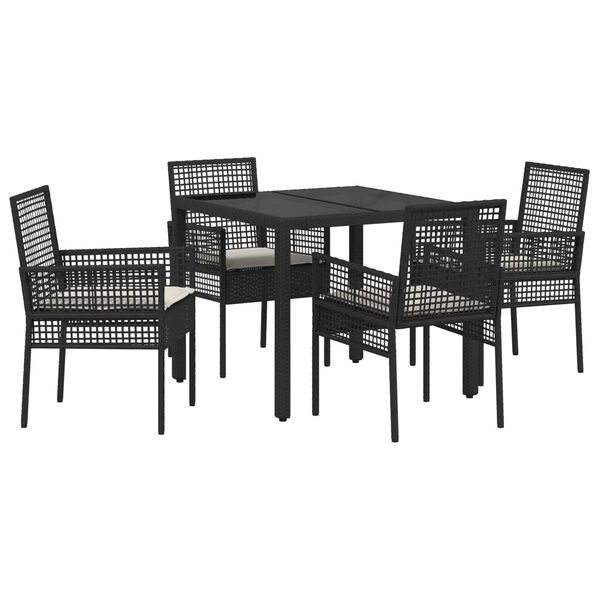vidaXL Have Spisebordss&aelig;t 5 pcs Sort polyrattan