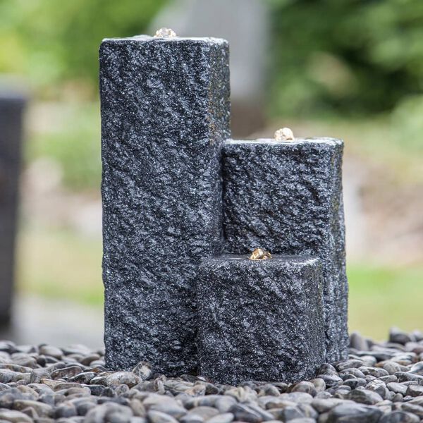 HEISSNER vandfont&aelig;ne til terrasse Neptun m. LED-lys 15/25/40 cm sort