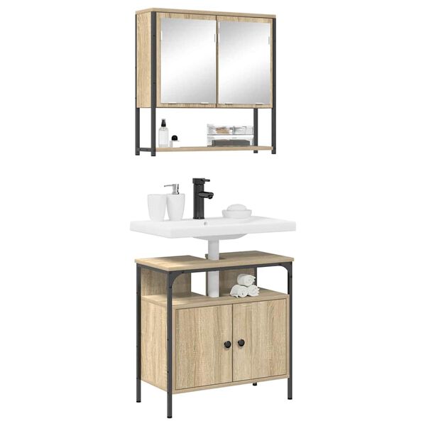 vidaXL Badev&aelig;relsesm&oslash;bel s&aelig;t med hylde 2 pcs Brun 60 x 30 x 60 cm