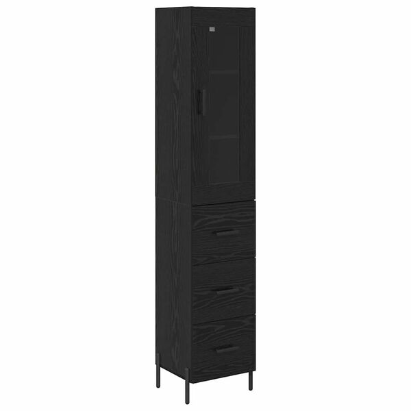 vidaXL Highboard med skuffe Sort eg 34,5 x 34 x 180 cm Konstrueret tr&aelig;