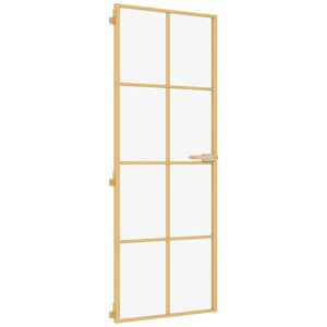 vidaXL indvendig d&oslash;r 76x201,5 cm h&aelig;rdet glas og aluminium guldfarvet