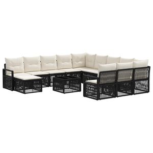 vidaXL Havesofa S&aelig;t 13 stk. Sort polyrattan