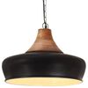 vidaXL industriel pendel 26 cm E27 jern og massivt tr&aelig; sort