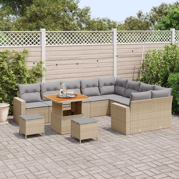 vidaXL Havesofa Sæt 12 pcs Beige polyrattan