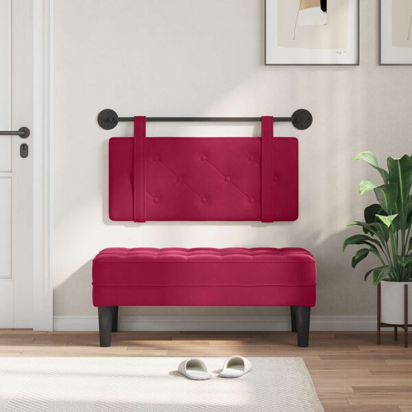 vidaXL H&aelig;ngende Hovedgavl V&aelig;gmonteret Vinr&oslash;d 100 x 55 x 5 cm Fl&oslash;jl