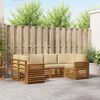 vidaXL Sofas&aelig;t med pude 6 pcs Naturlig og Beige Massivt Akacietr&aelig;