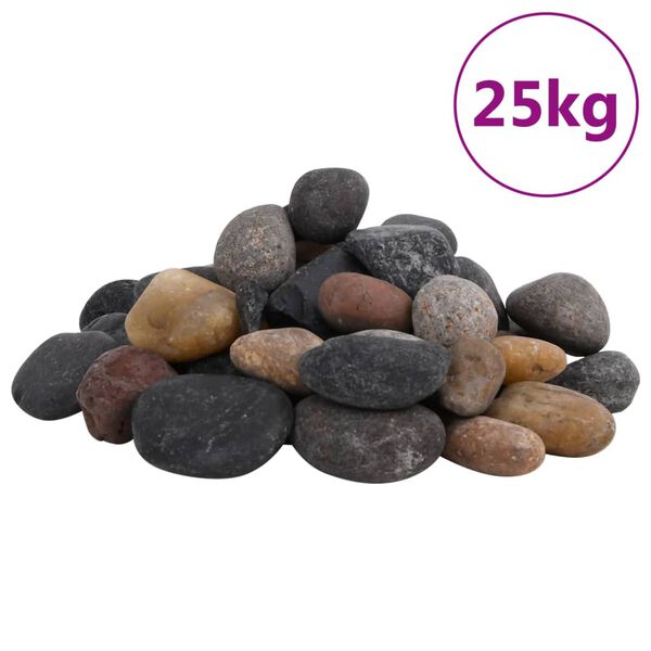 vidaXL polerede sm&aring;sten 25 kg 5-8 cm flerfarvet