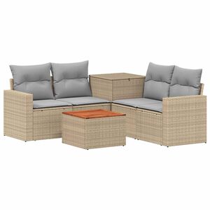vidaXL Sofa S&aelig;t 6 stk. Beige og lys gr&aring; Poly Rattan og St&aring;l