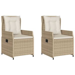 vidaXL havestole 2 stk. med l&aelig;nefunktion polyrattan beige