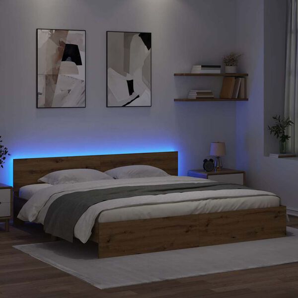 vidaXL Sengestel Artisan Egetr&aelig; 200 x 200 cm Konstrueret tr&aelig;