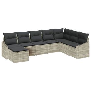 vidaXL Havesofa S&aelig;t 8 stk. Lysegr&aring; polyrattan