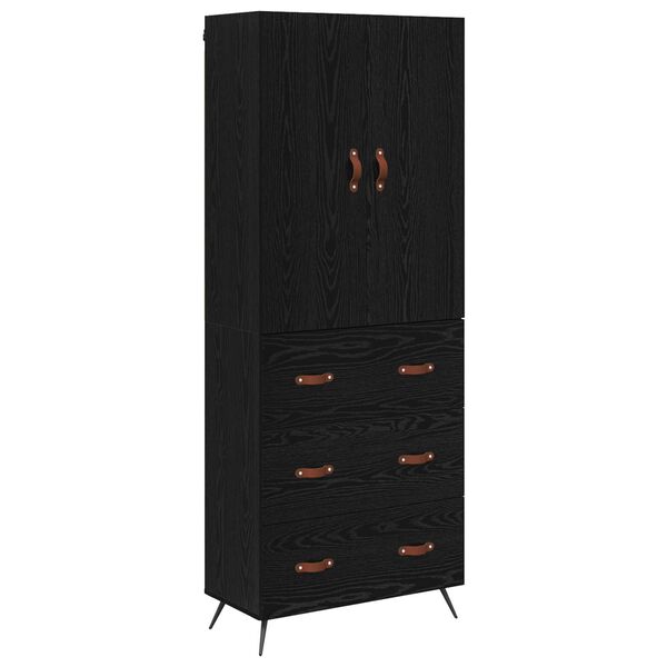 vidaXL Highboard med skuffe Sort eg 69,5 x 34 x 180 cm Konstrueret tr&aelig;