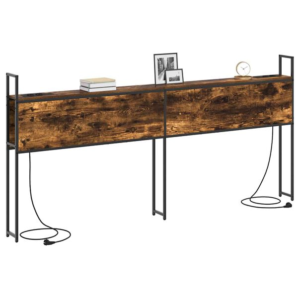 vidaXL Opbevaringshovedgavl med Opladningsstation R&oslash;get eg 180 cm