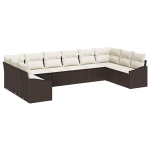 vidaXL Sofa S&aelig;t med pude 10 pcs Brun polyrattan