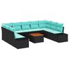 vidaXL Havesofa S&aelig;t 10 stk. Sort polyrattan