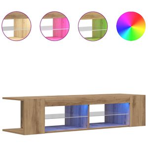 vidaXL tv-bord med LED-lys 135x39x30 cm konstrueret tr&aelig; kunsteg