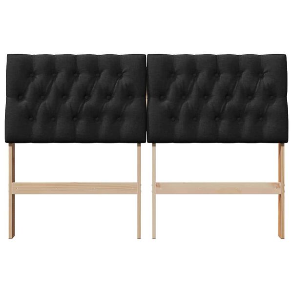 vidaXL Polstret sengegavl Sort 140 cm Massiv fyrretr&aelig;