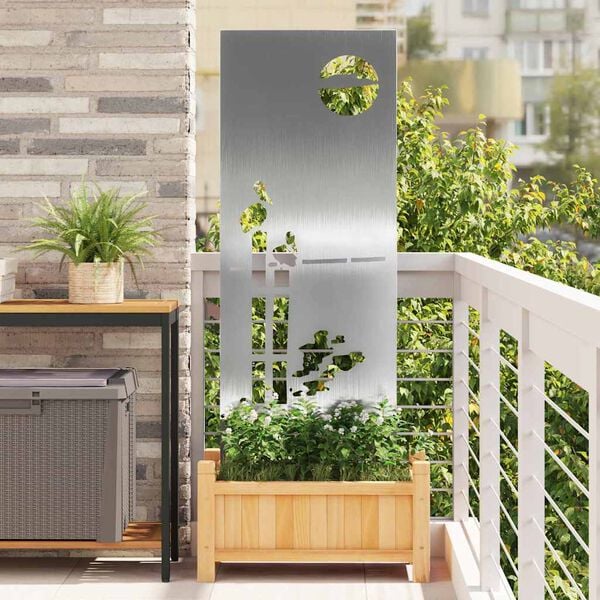 vidaXL Have privatliv skærm Fretwork Sølv 50 x 140 cm Rustfrit stål