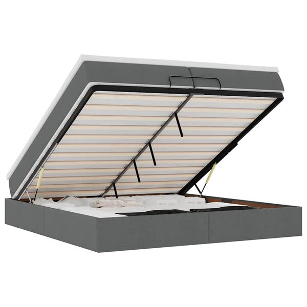 vidaXL osmannisk sengeramme med madrasser 200x200 cm stof mørkegrå