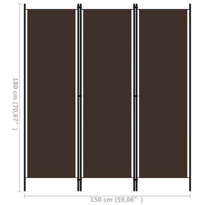 vidaXL 3-panels rumdeler 150 x 180 cm brun