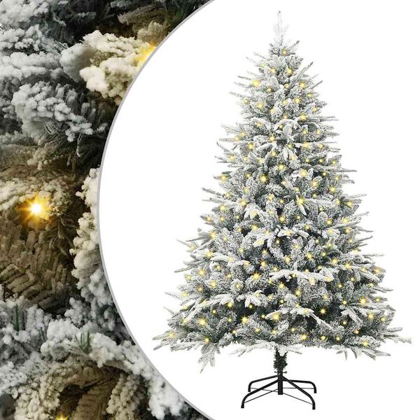 vidaXL Kunstig Forbelyst Juletr&aelig; med 300 LED'er Gr&oslash;n 180 cm PVC og PE