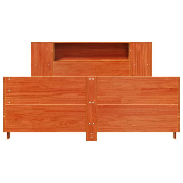 vidaXL sengeramme uden madras 140x190 cm massivt fyrretr&aelig; gyldenbrun