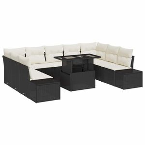 vidaXL Havesofa S&aelig;t 10 stk. Sort og Cream polyrattan