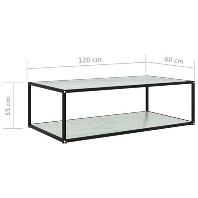 vidaXL sofabord 120x60x35 cm hærdet glas hvid