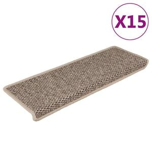 vidaXL selvkl&aelig;bende trappem&aring;tter 15 stk. 65x21x4 cm sisal-look beige