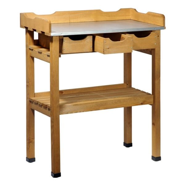 dobar plantebord med 3 skuffer tr&aelig; brun