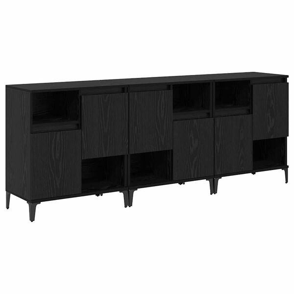 vidaXL Sideboards 3 pcs Sort eg 60 x 35 x 70 cm Konstrueret tr&aelig;