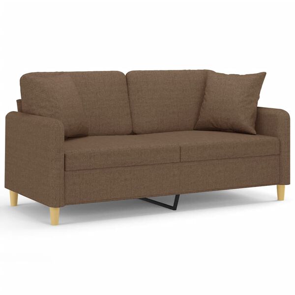 vidaXL 2-personers sofa med pyntepuder 140 cm stof brun