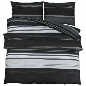 vidaXL 2 stk. 200 x 220 cm + 80 x 80 cm 100% Cotton Black Stripes