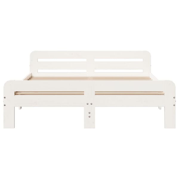 vidaXL sengeramme uden madras 150x200 cm massivt fyrretr&aelig; hvid