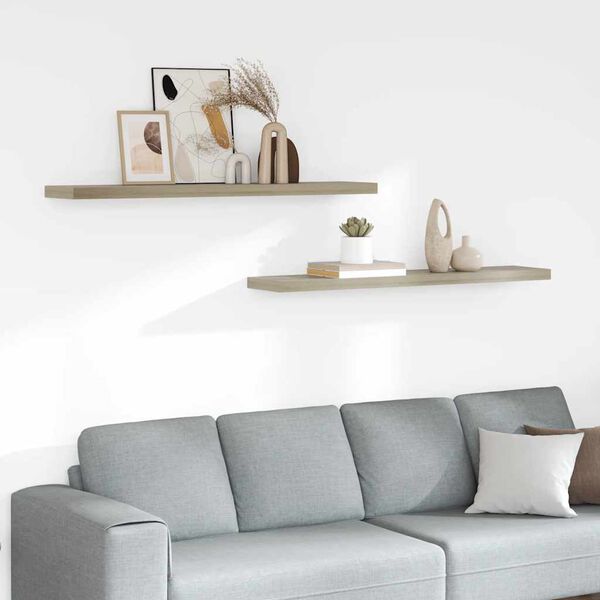 vidaXL væghylder 2 stk. 120x23,5x3,8 cm MDF egetræsfarve