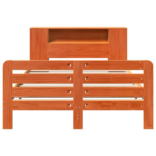 vidaXL sengeramme uden madras 140x190 cm massivt fyrretr&aelig; gyldenbrun