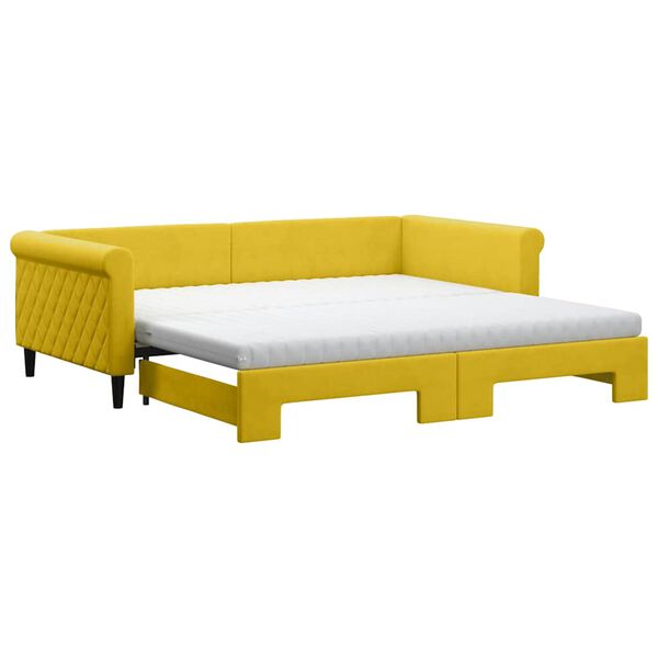 vidaXL daybed med udtr&aelig;k og madras 100x200 cm velour gul