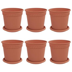 vidaXL Plantepotter 6 pcs Mursten R&oslash;d &Oslash; 17 x 14 cm Plastik