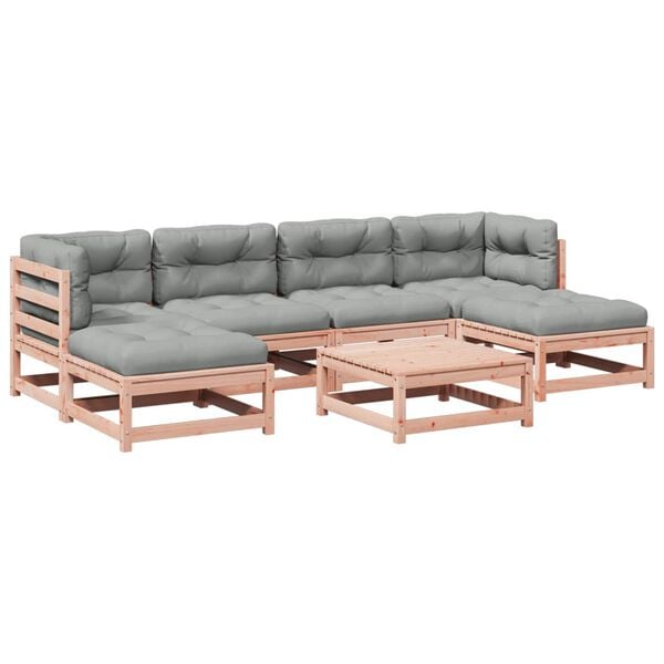 vidaXL sofas&aelig;t til haven 7 dele med hynder massivt douglasgran