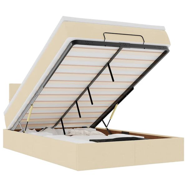 vidaXL osmannisk sengeramme med madras 120x190 cm stof cremefarvet