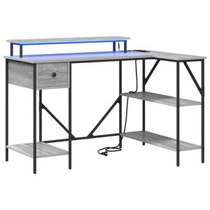 vidaXL Bord med skuffe Gr&aring; Sonoma 120 x 79 x 86,5 cm Konstrueret tr&aelig;