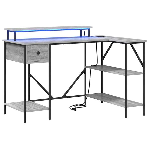 vidaXL Bord med skuffe Gr&aring; Sonoma 120 x 79 x 86,5 cm Konstrueret tr&aelig;