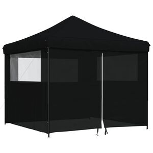 vidaXL foldbart pop-up festtelt med 4 sidev&aelig;gge sort