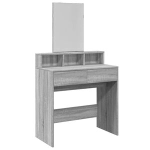 vidaXL makeupbord med spejl 80x41x144,5 cm gr&aring; sonoma-eg