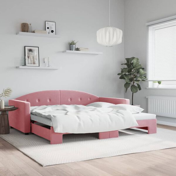 vidaXL daybed med udtr&aelig;k 100x200 cm velour lyser&oslash;d