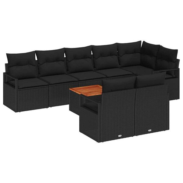 vidaXL Havesofa Sæt 9 pcs Sort