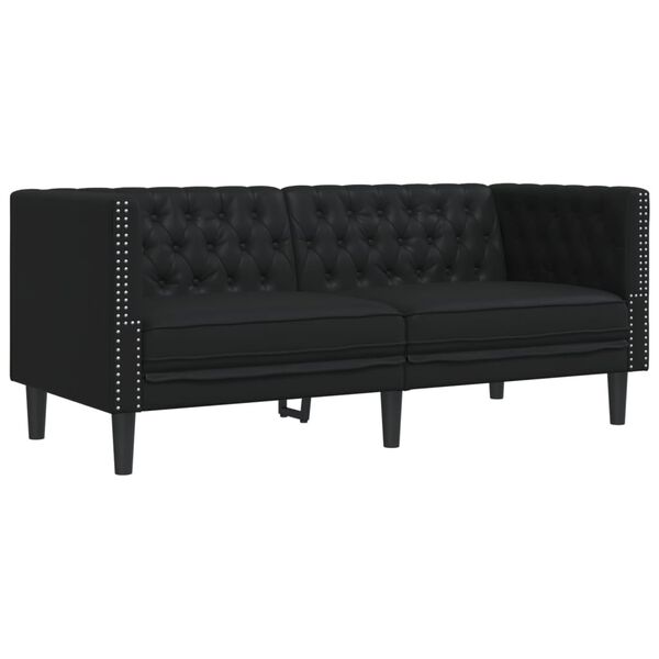vidaXL 2-personers Chesterfield-sofa kunstl&aelig;der sort