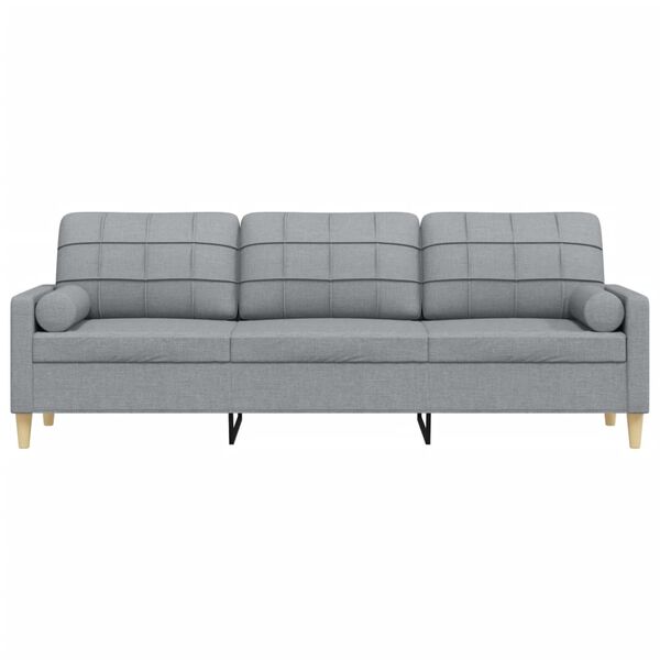 vidaXL 3-personers sofa med pyntepuder 210 cm stof lysegr&aring;